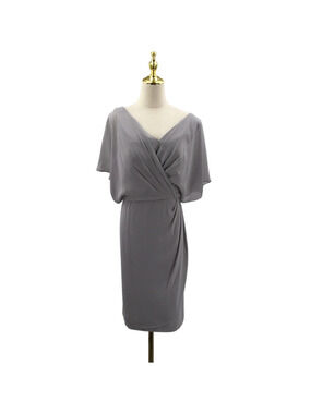 AW BRIDAL 8 M grey bridesmaid mother of bride party faux wrap dress NEW 0B2